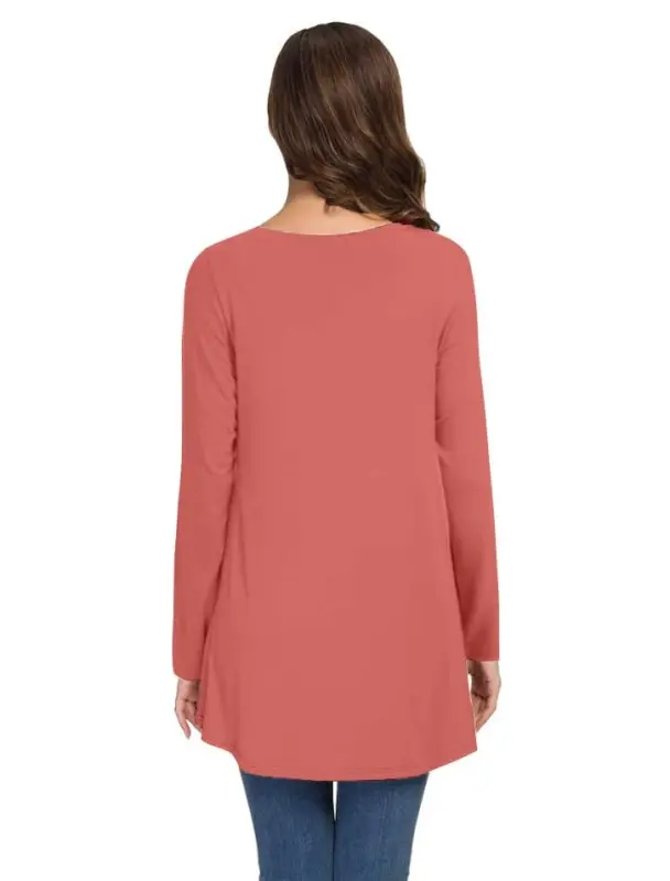 AWULIFFAN Women's Fall Long Sleeve V-Neck T-Shirt Sleepwear Tunic Tops Blouse Shirts - 4