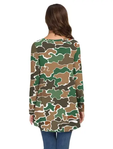 AWULIFFAN Women's Fall Long Sleeve V-Neck T-Shirt Sleepwear Tunic Tops Blouse Shirts - 4