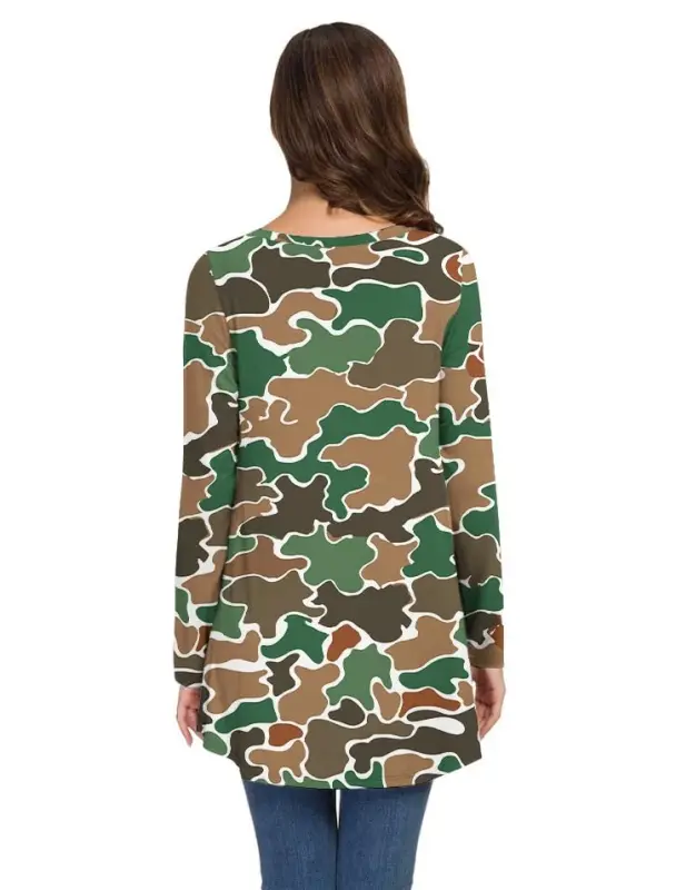 AWULIFFAN Women's Fall Long Sleeve V-Neck T-Shirt Sleepwear Tunic Tops Blouse Shirts - 4