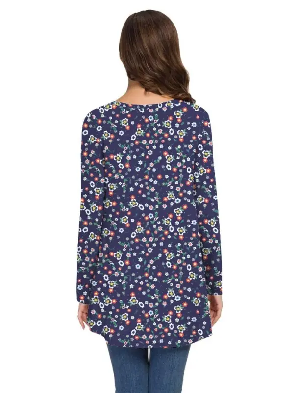 AWULIFFAN Women's Fall Long Sleeve V-Neck T-Shirt Sleepwear Tunic Tops Blouse Shirts - 4