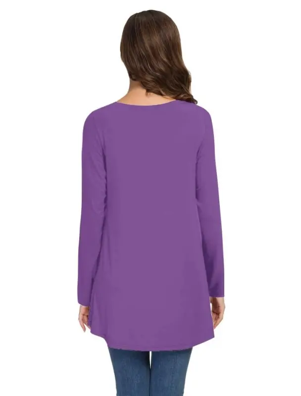 AWULIFFAN Women's Fall Long Sleeve V-Neck T-Shirt Sleepwear Tunic Tops Blouse Shirts - 4