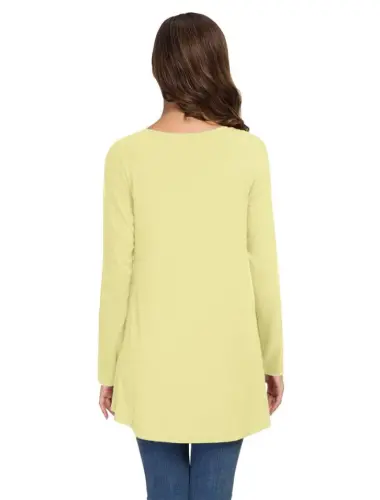 AWULIFFAN Women's Fall Long Sleeve V-Neck T-Shirt Sleepwear Tunic Tops Blouse Shirts - 4
