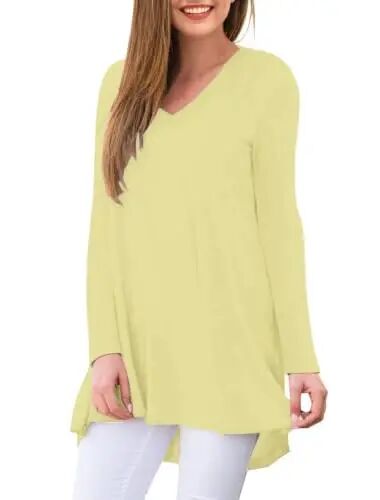 AWULIFFAN Women's Fall Long Sleeve V-Neck T-Shirt Sleepwear Tunic Tops Blouse Shirts - AWULIFFAN (1)