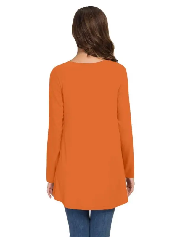 AWULIFFAN Women's Fall Long Sleeve V-Neck T-Shirt Sleepwear Tunic Tops Blouse Shirts - 4