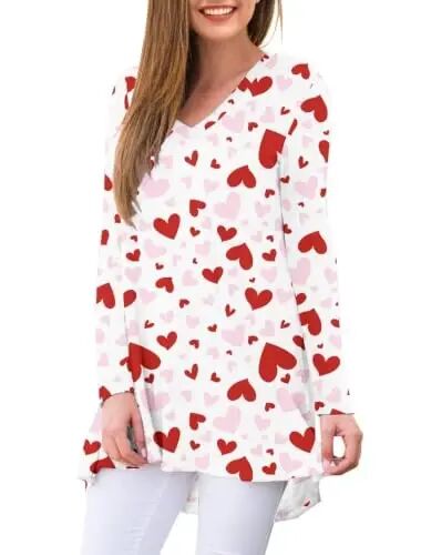 AWULIFFAN Women's Fall Long Sleeve V-Neck T-Shirt Sleepwear Tunic Tops Blouse Shirts - AWULIFFAN (1)