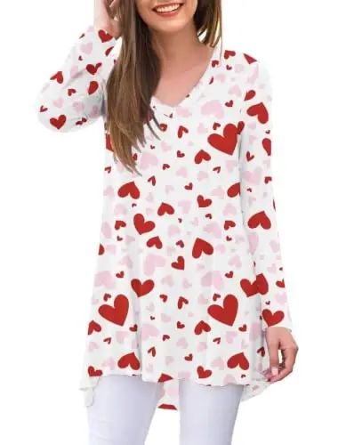 AWULIFFAN Women's Fall Long Sleeve V-Neck T-Shirt Sleepwear Tunic Tops Blouse Shirts - 1