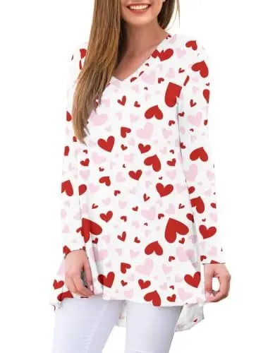 AWULIFFAN Women's Fall Long Sleeve V-Neck T-Shirt Sleepwear Tunic Tops Blouse Shirts - 2