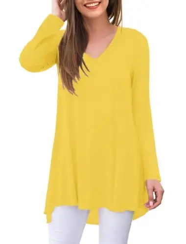 AWULIFFAN Women's Fall Long Sleeve V-Neck T-Shirt Sleepwear Tunic Tops Blouse Shirts - 1