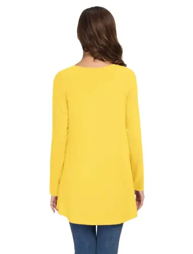 AWULIFFAN Women's Fall Long Sleeve V-Neck T-Shirt Sleepwear Tunic Tops Blouse Shirts - 4