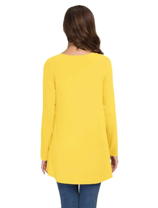 AWULIFFAN Women's Fall Long Sleeve V-Neck T-Shirt Sleepwear Tunic Tops Blouse Shirts - 4