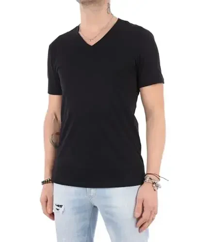 A|X Armani Exchange Erkaklar uchun asosiy Pima V bo'yinli futbolka, qora, X-katta - 2