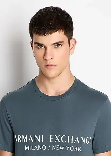 A｜X Armani Exchange Mens Short Sleeve Milan New York Logo Crew Neck T-Shirt - 5