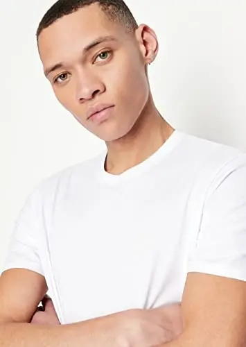 AX Armani Exchange Мужская Однотонная Базовая Футболка Pima с Круглым Вырезом - 5