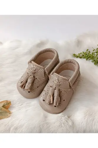 Axel Deri Unisex Bebek Makoseni Sütlü Kahve Patik-Sütlü Kahve - HODORE (1)
