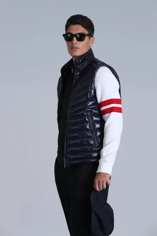 Axel Down Filled Men's Vest Navy Blue - Navy Blue - LUFIAN