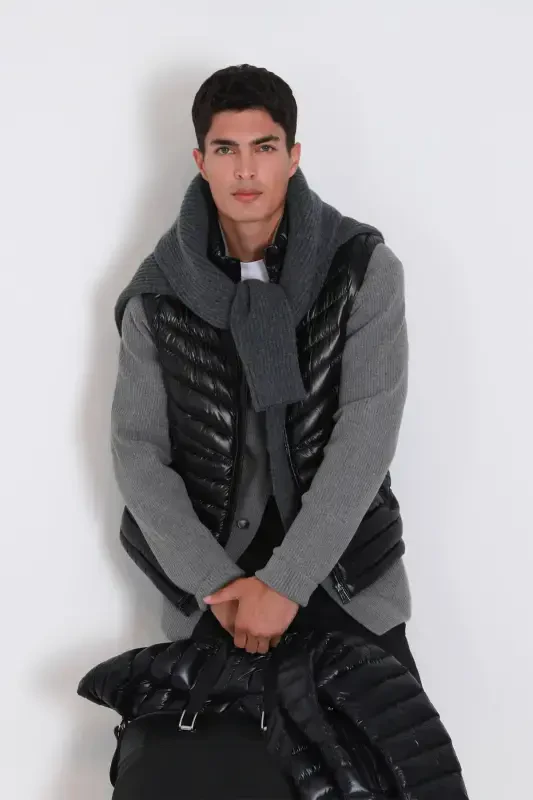 Axel Goose Down Men's Vest Black - LUFIAN