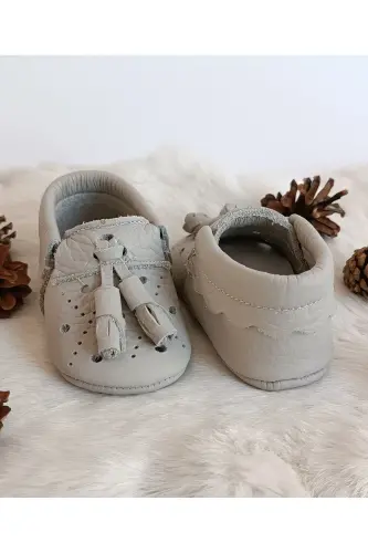 Axel Gri Genuine Leather Moccasin-Light Gray - HODORE (1)