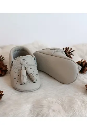 Axel Gri Genuine Leather Moccasin-Light Gray - 4