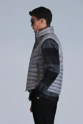 Axel Kaz Tüyü Erkek Yelek Gri-Gri - 5