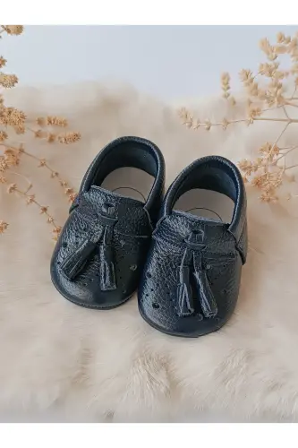 Axel Leather Baby Moccasin Navy-Navy - 5
