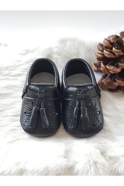 Axel Leather Baby Moccasins Black - 1