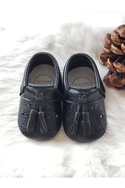 Axel Leather Baby Moccasins Black - 2