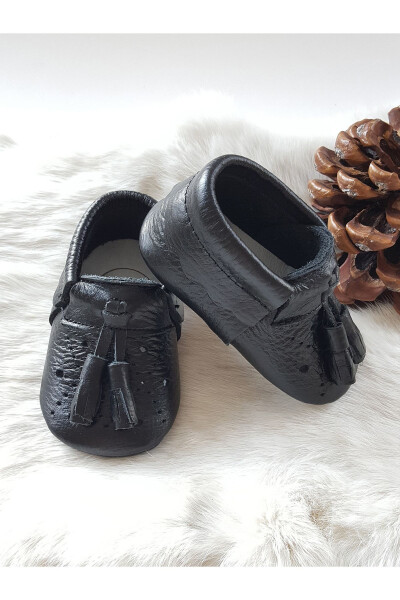 Axel Leather Baby Moccasins Black - 3