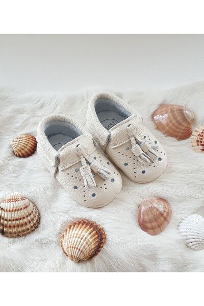 Axel Leather Baby Moccasins Cream - 4