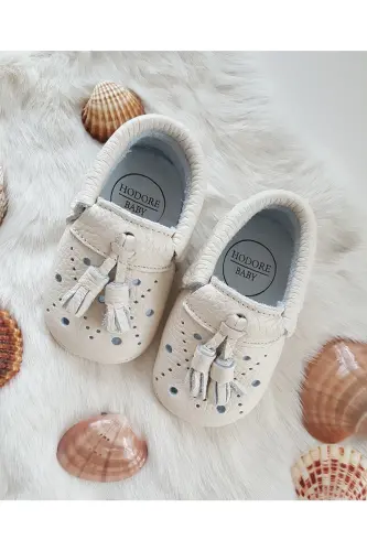 Axel Leather Baby Moccasins Cream 