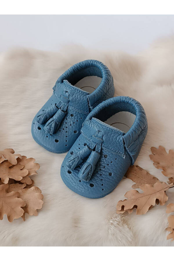 Axel Leather Baby Moccasins Denim Blue - 2