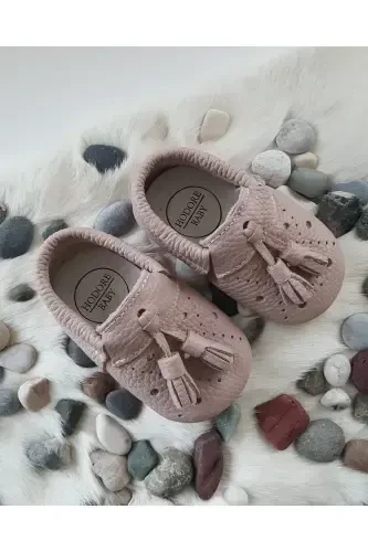 Axel Leather Baby Moccasins Mink Booties Shoes-Mink - HODORE (1)