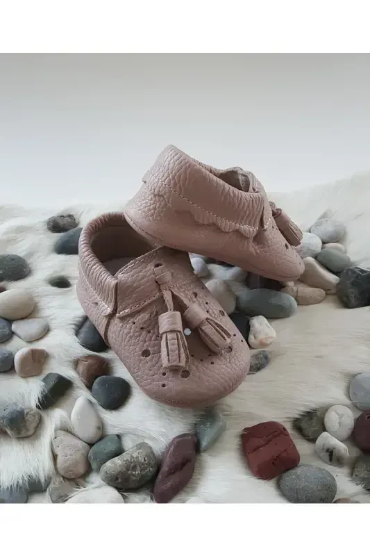 Axel Leather Baby Moccasins Mink Booties Shoes-Mink - 4