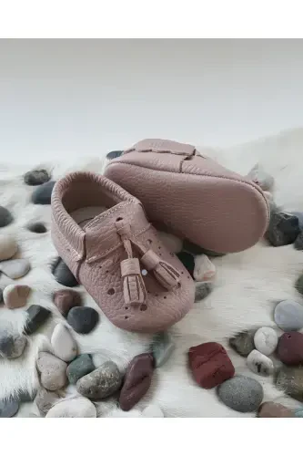Axel Leather Baby Moccasins Mink Booties Shoes-Mink - 5