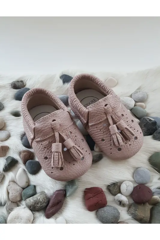 Axel Leather Baby Moccasins Mink Booties Shoes-Mink - 4