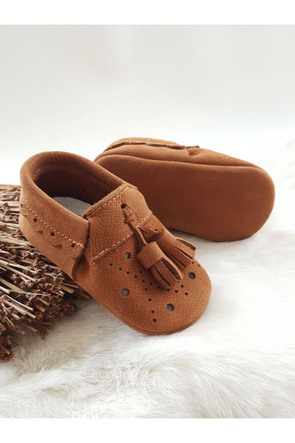 Axel Leather Baby Moccasins Taba Nubuck - 5