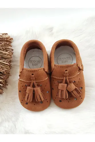 Axel Leather Baby Moccasins Taba Nubuck 