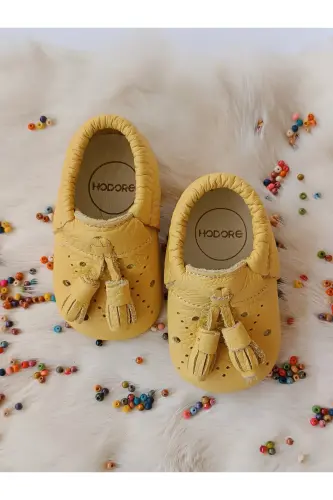 Axel Limon Sarı Hakiki Deri Bebek Makosen-Limon Sarı 