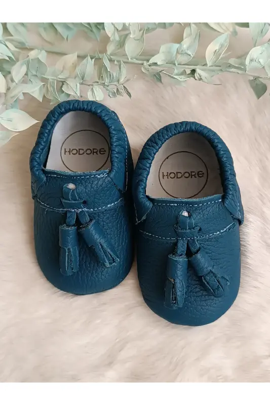 Axel Sade Petrol Blue Genuine Leather Baby Moccasin-Petrol Blue - 5