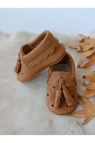 Axel Taba Genuine Leather Baby Moccasin-Dark Brown - 1