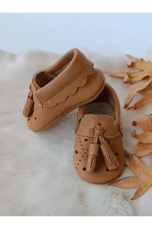 Axel Taba Genuine Leather Baby Moccasin-Dark Brown - HODORE