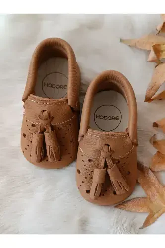 Axel Taba Genuine Leather Baby Moccasin-Dark Brown - HODORE (1)