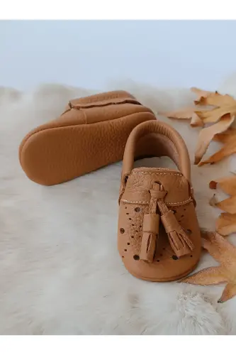 Axel Taba Genuine Leather Baby Moccasin-Dark Brown - 4