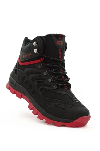 Axenix Erkek Su Geçirmez Siyah Kırmızı Kürklü Ayakkabı Bot-Siyah Kırmızı - 1
