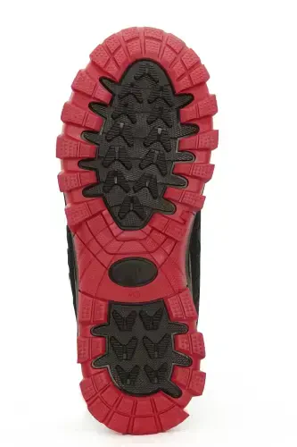 Axenix Men's Waterproof Black Red Furry Shoe Boot-Black Red - 5