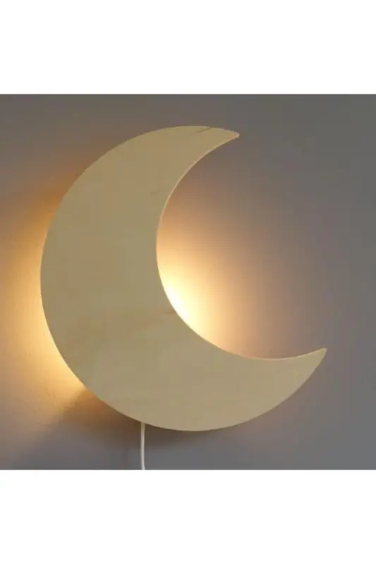 Ay Gece Lambası Çocuk Odası Bebek Odası Dekoratif Aydınlatma 30 Cm - Ahşap - WINDLY AHŞAP ATÖLYESI