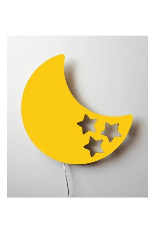 Ay Gece Lambası Çocuk Odası Bebek Odası Dekoratif Aydınlatma 30 Cm - Sarı - 1