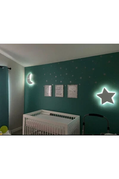 Ay Yıldız Gece Lambası Çocuk Odası Bebek Odası Dekoratif Led Aydınlatma 30 Cm - Modazone