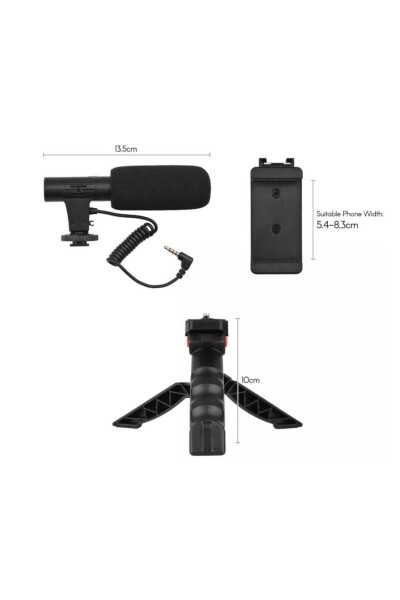 AY49 Remote Control Tripod Microphone and LED Light Vlog Recording Kit - 3