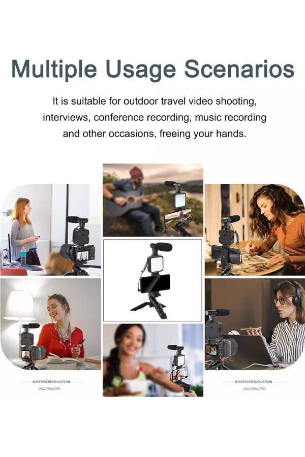 AY49 Remote Control Tripod Microphone and LED Light Vlog Recording Kit - 11