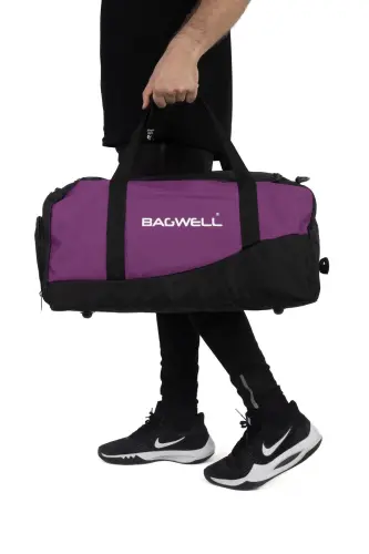Ayakkabı Bölmeli Spor Seyahat Ve Fitness Çantası - Mor - BAGWELL (1)